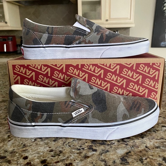 Vans Other - VANS Classic Slip On Mens, Washed Camo TrueWhite